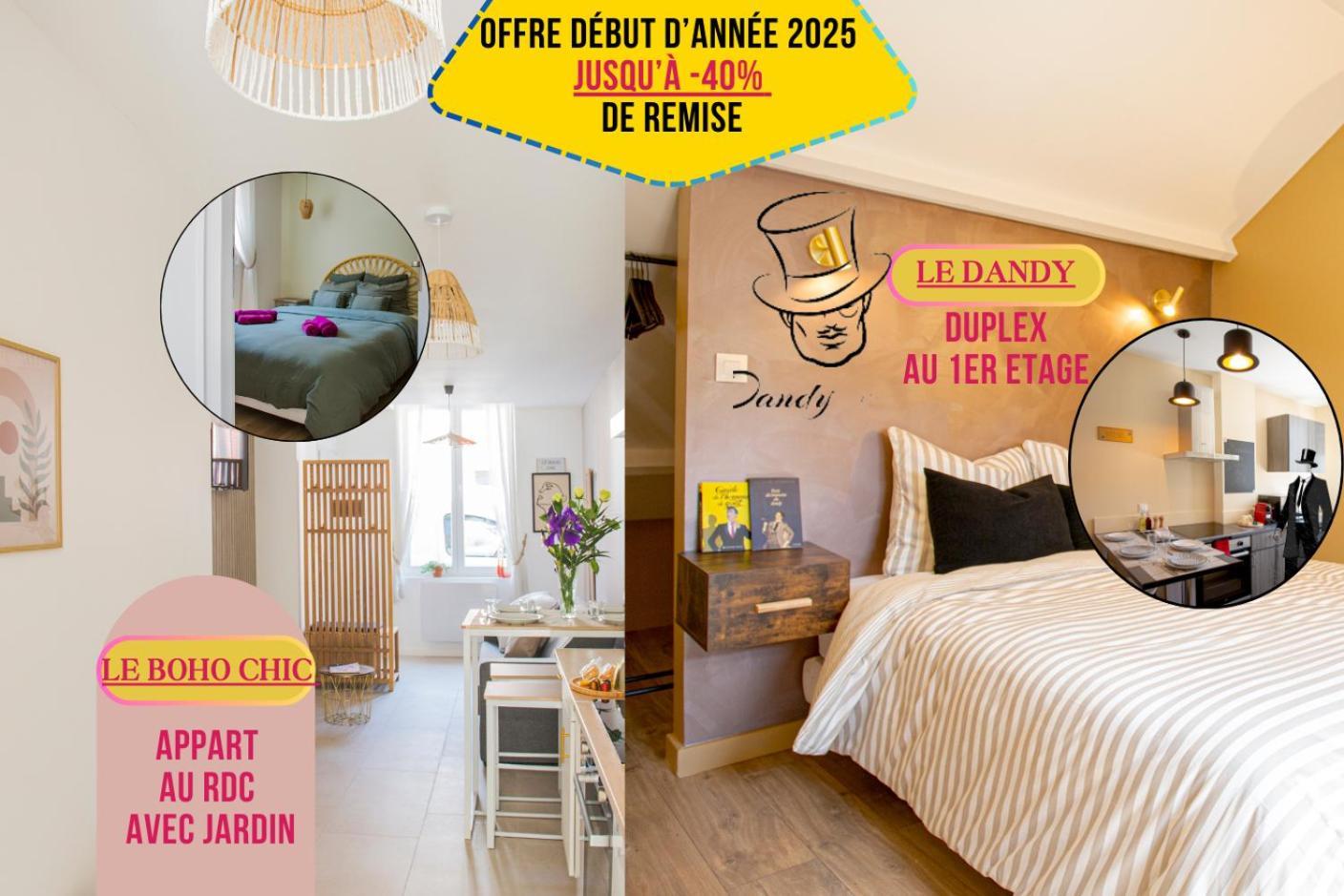 Ideal Pro & Couple - 2 Logements Theme Boho Chic Rdc & Dandy 1Er Etage - Quartier Calme - Jardin - Wifi Hd - Smart Tv - Parking Gratuit - Proche Centre & Transports - Ask Home วาลองเซียนส์ ภายนอก รูปภาพ